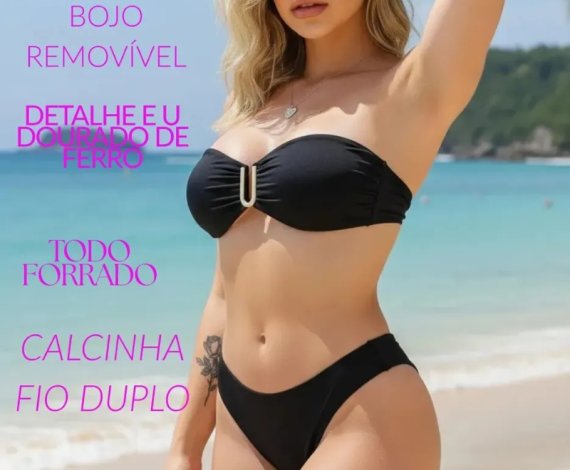 Biquíni Tomara Que Caia Bojo Removível Calcinha Fio Duplo