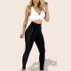 Calça legging recorte em cirrê