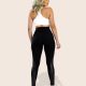 Calça legging recorte em cirrê cós 12cm